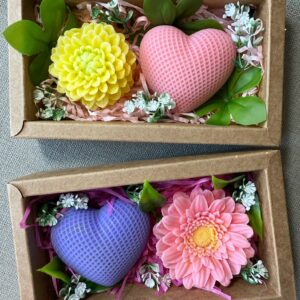 Dahlia & Heart Gebera & Heart soaps Valentines Day spa gift for her