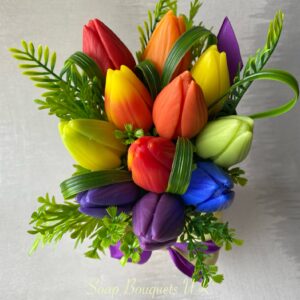 Rainbow Bouquet of Tulips Soap Flowers uk