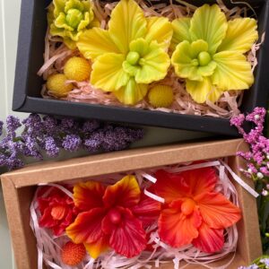 Spa gift set - orchids soap flowers. Handmade soap