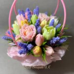 Mothers Day Gift Basket of Soap Flowers: tulips and lavender