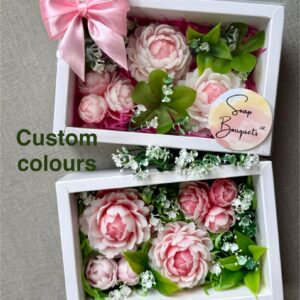 Peony Soap Flowers - Gift Set. Pink Peony