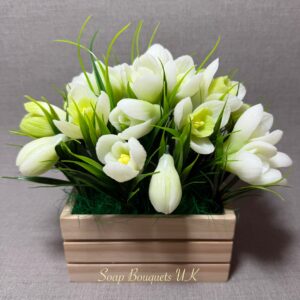 luxurious mini soap gift set, handcrafted soap flowers - snowdrops