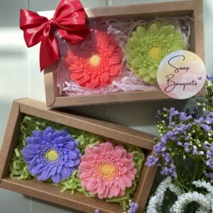 Gerbera soap flowers. Handmade soap flowers gift set