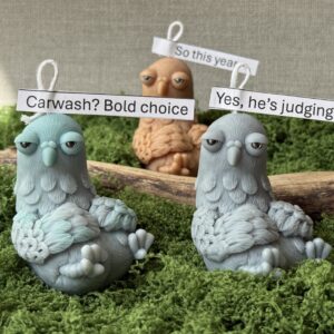 Funny candle gift for him – Lazy Pigeon beeswax candle, handmade in UK