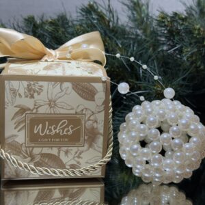 White Pearl Christmas Bauble – Luxury Beaded Tree Ornament UK - Single bauble, gift-wrapped