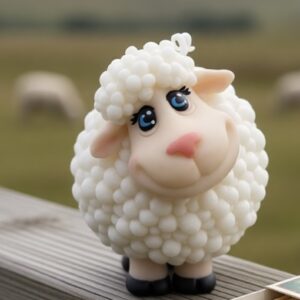 Handmade sheep candle made from natural soy wax, cute animal candle for nursery and Easter décor