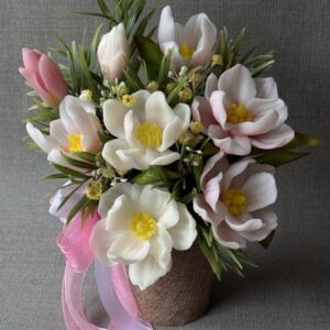 Magnolia flower decor handmade decorative arrangement for elegant home interior