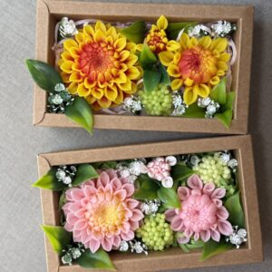 soap flowers dahlia gift set